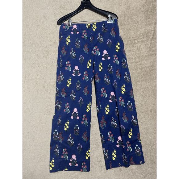 Talbots Wide Ankle Twill Pants Floral Radiance Sz 6 Wide Leg Boho Career Preppy - Picture 3 of 7